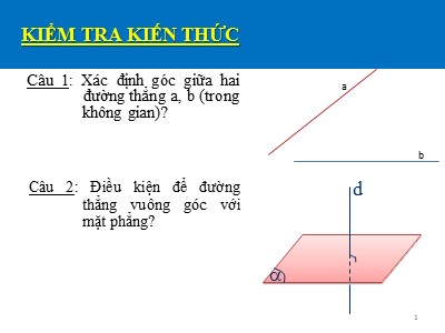 Bài giảng Hình học 11 - Bài học 4: Hai mặt phẳng vuông góc