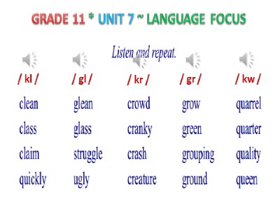 Bài giảng Tiếng Anh 11 – Unit 7: Language focus