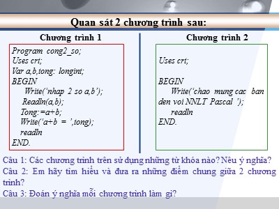 Bài giảng Tin học 11 - Bài 3: Cấu trúc chương trình