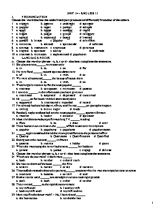 Bài tập ôn tậpTiếng Anh 11 - Unit 14