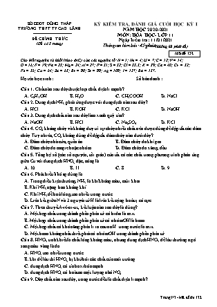 Đề kiểm tra, đánh giá cuối học kỳ I - Môn: Hóa học 11 - Mã đề 132
