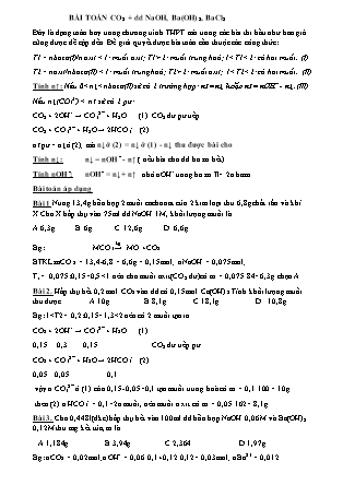 Hóa học 11 - Bài toán CO2 + Dung dịch NaOH, Ba(OH)2, BaCl2