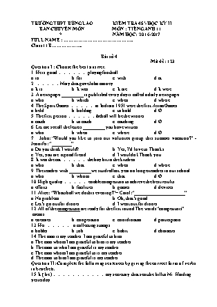 Kiểm tra 45’- Học kỳ II - Môn: Tiếng Anh 11