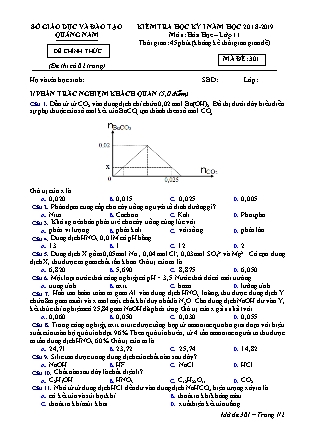 Kiểm tra học kỳ I - Môn: Hóa học lớp 11 - Mã đề 301
