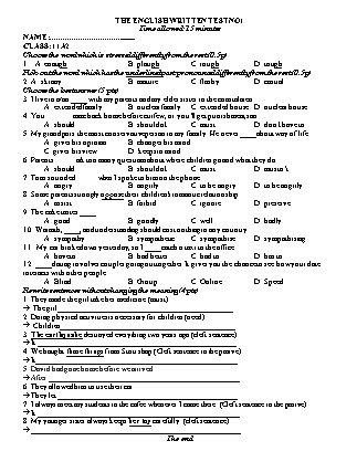 Tiếng Anh 11 - The english written test No1