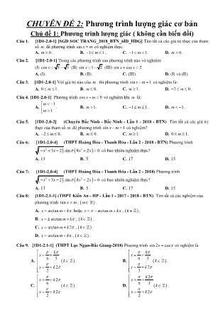 Toán 11 - Chuyên đề 2: Phương trình lượng giác cơ bản