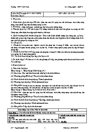 Giáo án Công nghệ Lớp 11 - Tiết 20+21: Vật liệu cơ khí - Năm học 2019-2020 - Nguyễn Quốc Hội