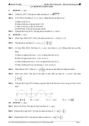 Giáo án Đại số Lớp 11 - Bài tập hàm số lượng giác - Nguyễn Van Hiệp