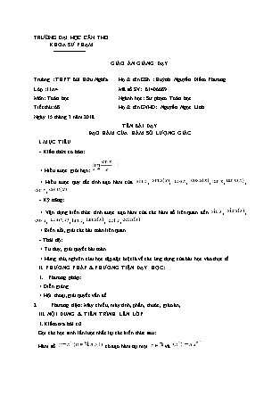Giáo án Đại số Lớp 11 - Chương 5: Đạo hàm - Bài 3: Đạo hàm của hàm số lượng giác - Huỳnh Nguyễn Diễm Phương