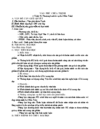 Giáo án Ngữ văn Lớp 11 - Tuần 1 - Tiết 1: Văn bản "Vào phủ chúa Trịnh"