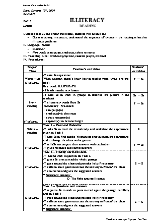 Giáo án Tiếng Anh Lớp 11 - Unit 5: Illiteracy