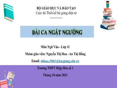 Bài giảng Ngữ văn Lớp 11 - Văn bản Bài ca ngất ngưởng - Nguyễn Thị Hoa