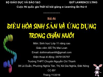 Bài giảng Sinh học Lớp 11 - Bài 46: Điều hòa sinh sản và ứng dụng trong chăn nuôi - Đỗ Thị Mai Loan