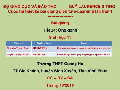 Bài giảng Sinh học Lớp 11 - Tiết 24: Ứng động - Phạm Thị Ngọc Mai