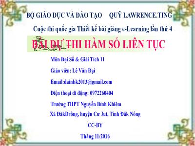 Bài giảng Toán Lớp 11 - Bài 3: Hàm số liên tục - Lê Văn Đại