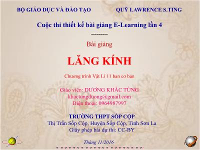 Bài giảng Vật lí Lớp 11 - Lăng kính - Dương Khắc Tùng