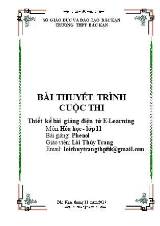 Bài thuyết trình Hóa học Lớp 11 - Phenol - Lôi Thùy Trang