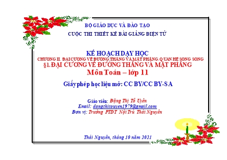 Giáo án Hình học Lớp 11- Bài 1: Đại cương về đường thẳng và mặt phẳng - Đặng Thị Tố Uyên