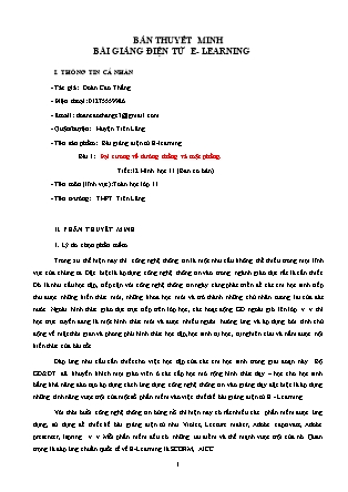 Giáo án Hình học Lớp 11- Tiết 12, Bài 1: Đại cương về đường thẳng và mặt phẳng - Đoàn Cao Thắng