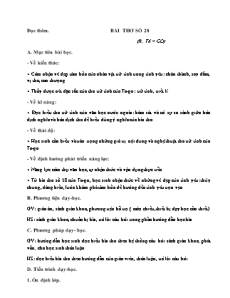 Giáo án Ngữ văn Lớp 11 - Đọc thêm Bài thơ số 28