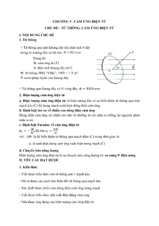 Giáo án Vật lí Lớp 11- Chủ đề: Từ thông. Cảm ứng điện từ