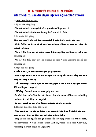 Thuyết minh bài giảng Công nghệ Lớp 11 - Tiết 27, Bài 21: Nguyên lí làm việc của động cơ đốt trong