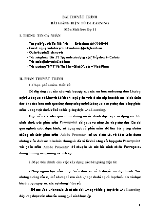 Thuyết minh bài giảng Sinh học Lớp 11 - Bài 32: Tập tính của động vật (Tiếp theo) - Nguyễn Thị Hải Yến