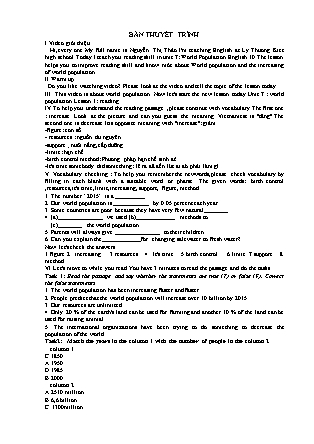 Thuyết minh bài giảng Tiếng Anh Lớp 11 - Unit 7: World population - Reading