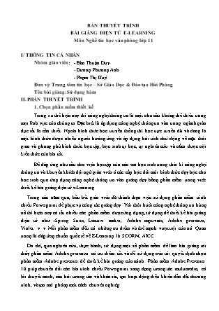 Thuyết minh bài giảng Tin học Lớp 11 - Sử dụng hàm - Đào Thuận Duy